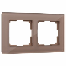 Изображение Рамка на 2 поста Favorit (латте, стекло) W0021142